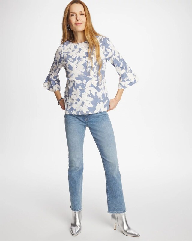 Printed Bell Sleeve Top - image 2
